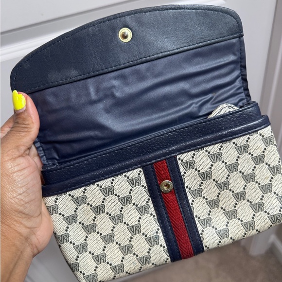 Vintage VR Classic Canvas Monogram Clutch Wallet Purse with Matching Keychain - Picture 4 of 8